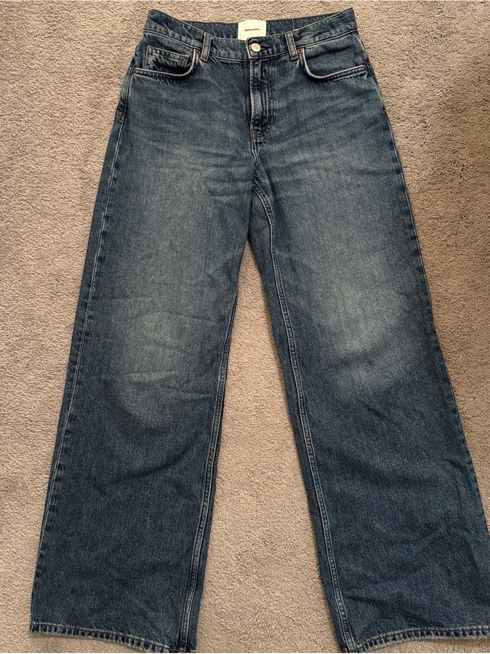 Reformation Wide Leg Dark Blue Jeans